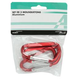 SET DE 3 MOUSQUETONS ALU