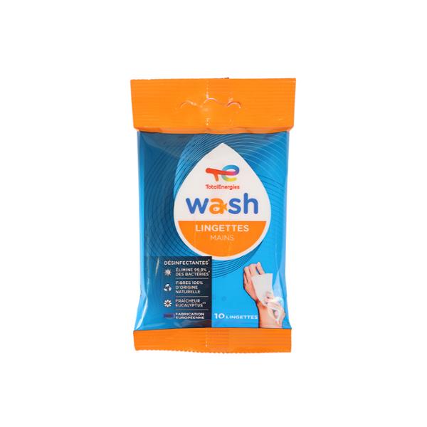 TOTALENERGIES WASH 10 LINGETTES MAINS DESINFECTANTES