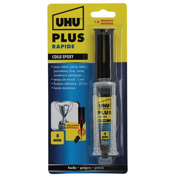UHU COLLE EPOXY RAPIDE SERINGUE + MIXER 15.5G