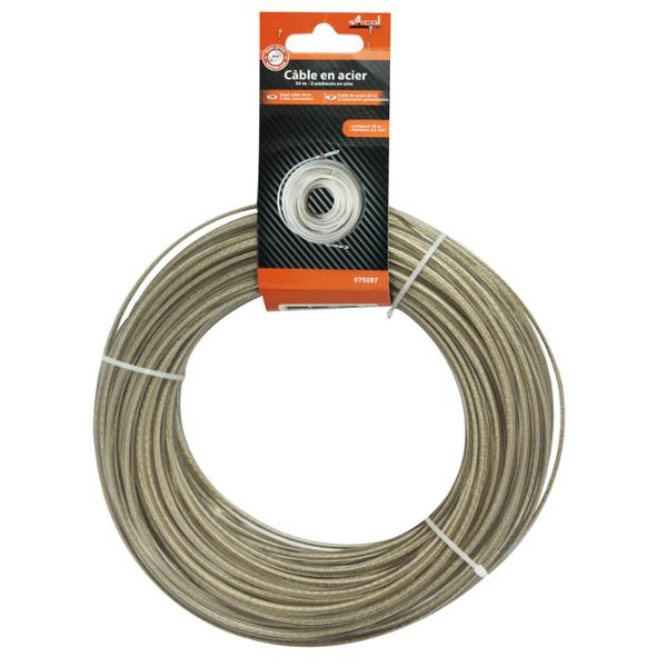 CABLE ACIER 34M 2 EMBOUTS ZINGUES CABLE ACIER 34M 2 EMBOUTS ZINGUES